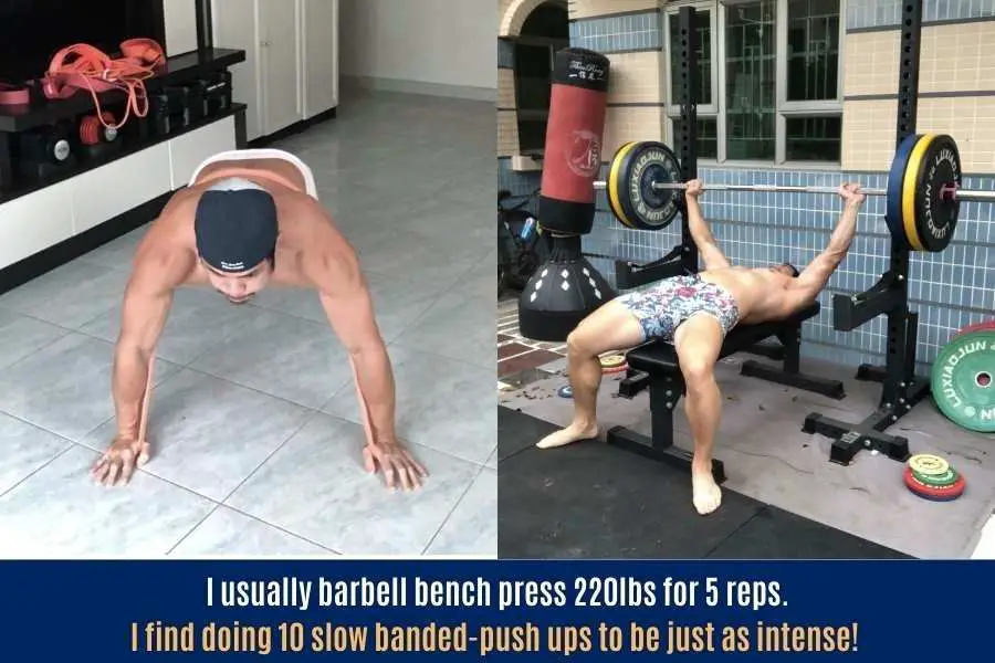 Barbell vs band bench press.