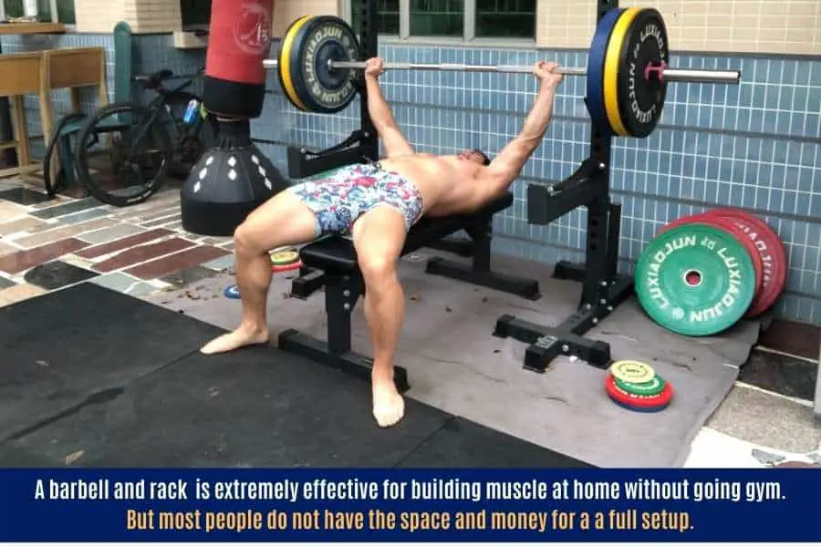 Home barbell is an effective option to gain muscle without gym but it can be expensive.