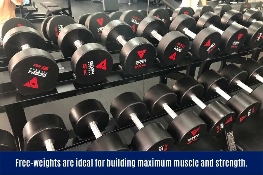 Free weights at the gym are better vs bands for building muscle