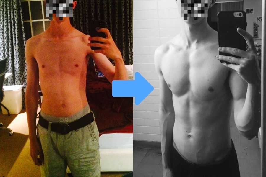 Example 2 of a skinny guy who gained noticeable muscle in half a year.