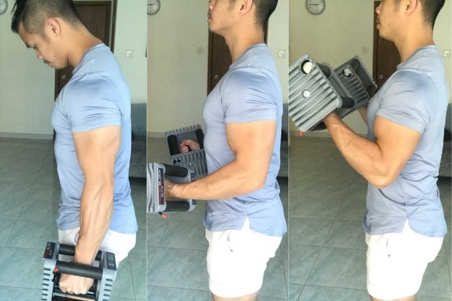 Bicep curling a low weight with high reps.