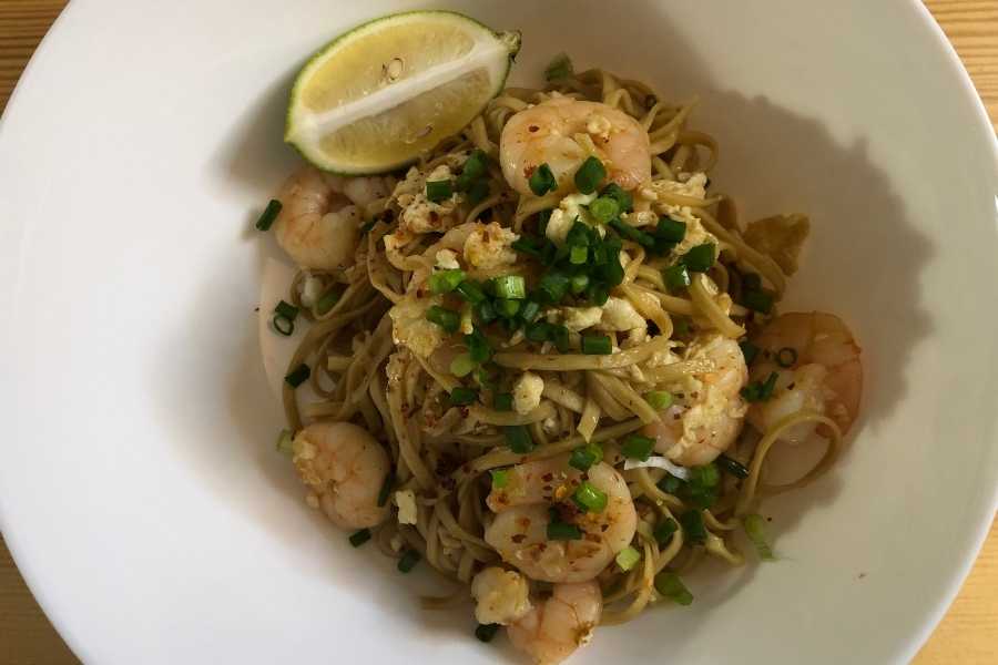 Chilli lime shrimp noodles.