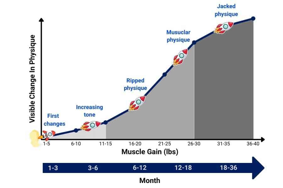 Timeline for skinny people to get muscular.