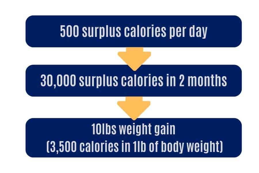 Example calculation shows it is possible to gain 10lbs in 2 months.