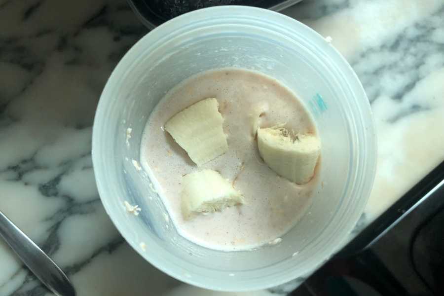 A homemade weight gainer shake.