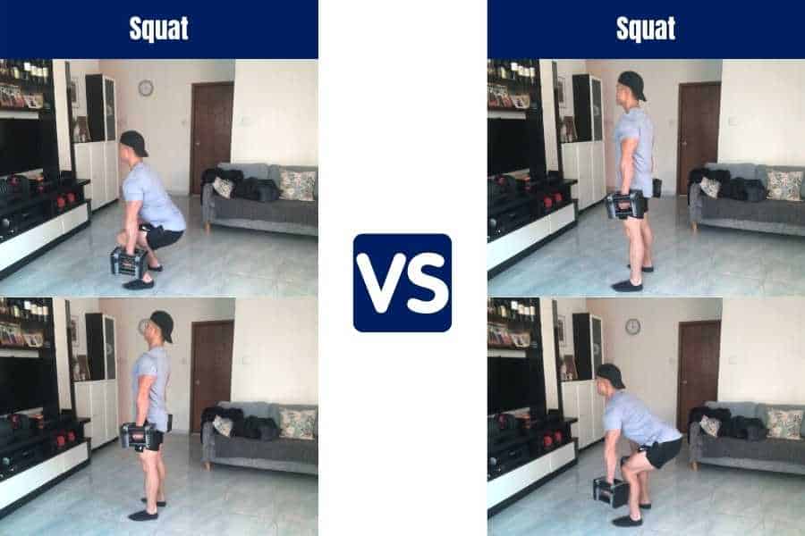 Similarities and differences between the dumbbell squat vs deadlift.
