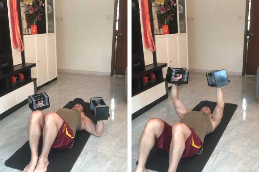 How to do the floor press with dumbbells.