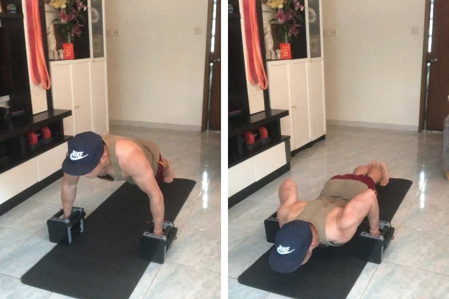 How to do the dumbbell push-up to train the pecs without a weight bench.