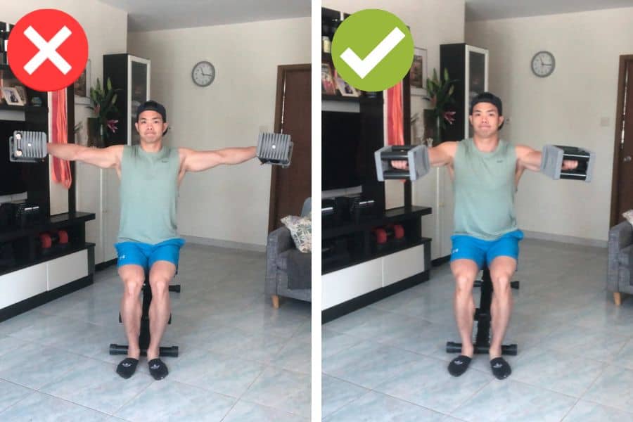 Avoid internal rotation to increase your dumbbell lateral raise strength standard.