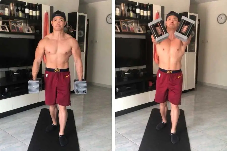 How to do the standing upward dumbbell fly to target the upper chest with no weight bench.