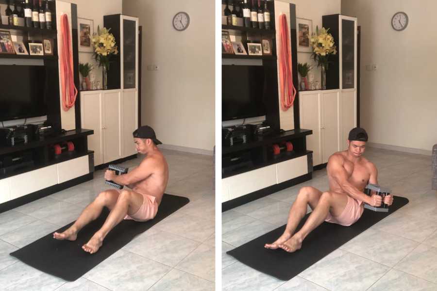 How to do the dumbbell Russian twist to target the core.